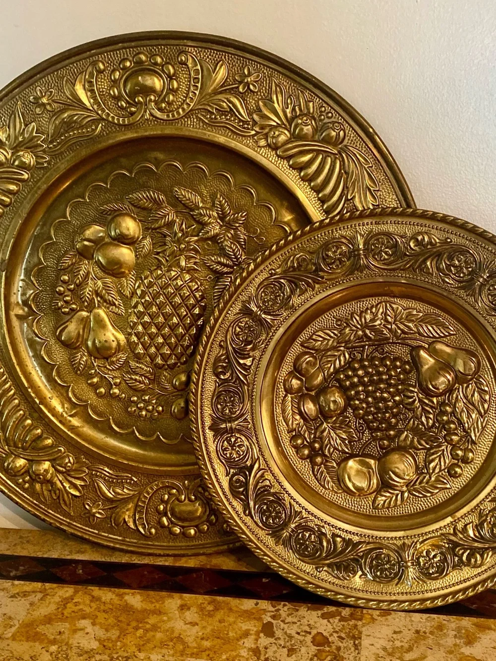 Vintage Embossed brass wall plates